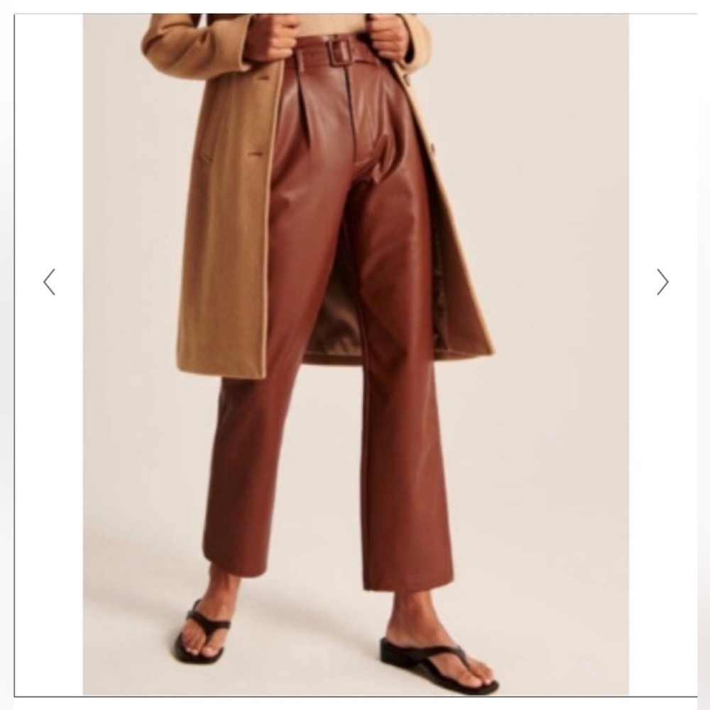 Abercrombie & Fitch Brown Faux Leather Pants Trousers with Belt